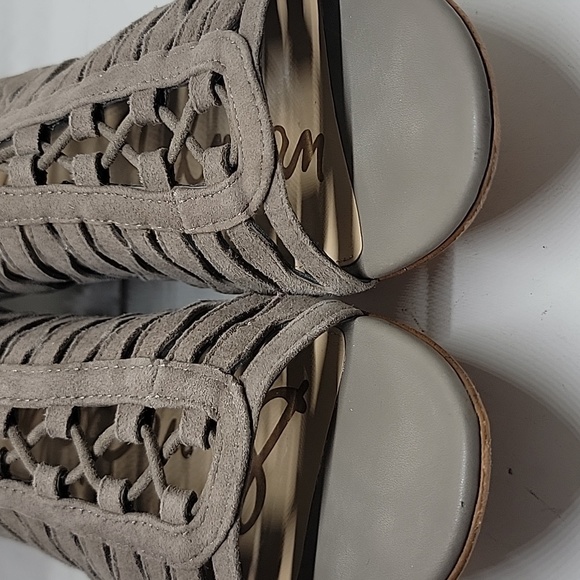 Sam Edelman Gladiator Style Tan Taupe Suede Leather Ankle Sandals 9.5 - Picture 14 of 15